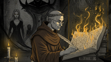 راهب في دير قديم، يمثل شخصية هيبا في رواية عزازيل، يبحث عن الحقيقة.